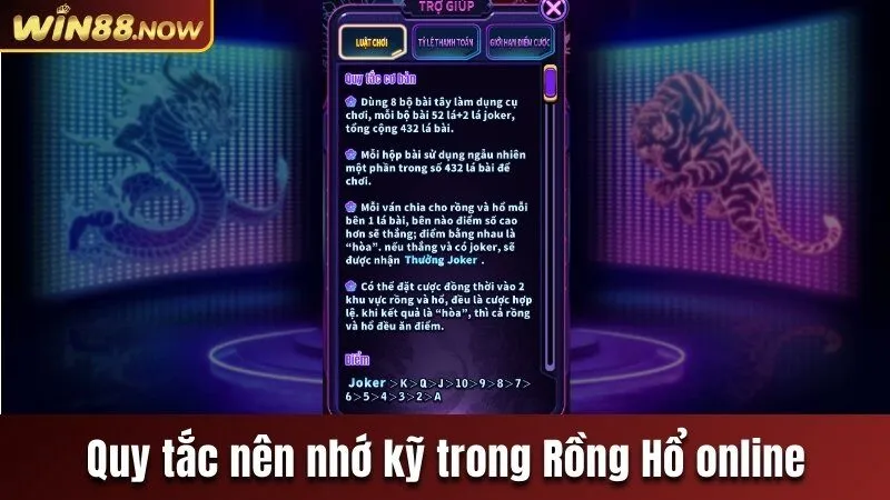Quy tắc nên nhớ kỹ trong Rồng Hổ online